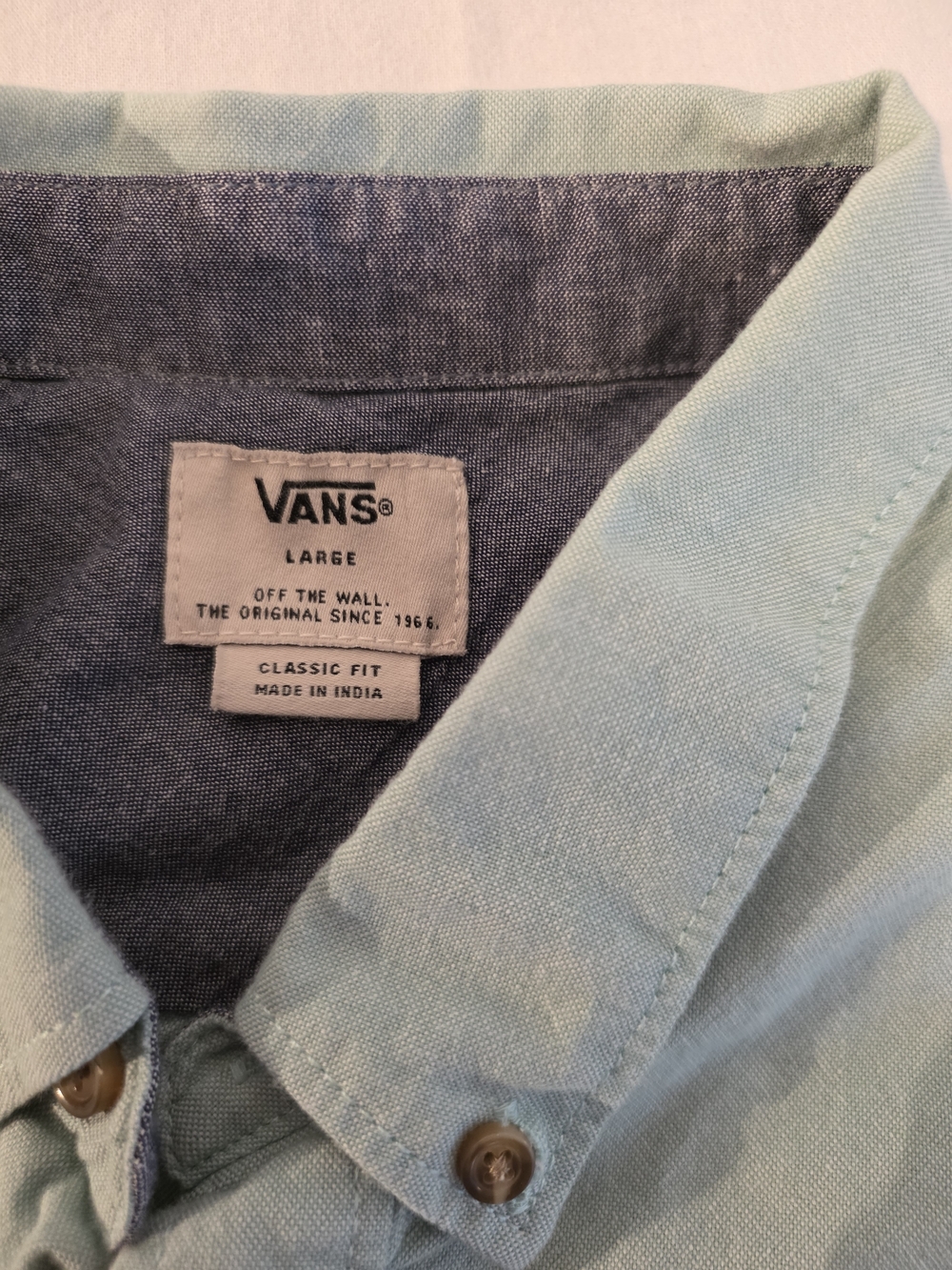 Vans Men's Light Blue Short Sleeve Button-Up Shirt - Picture 5 of 6